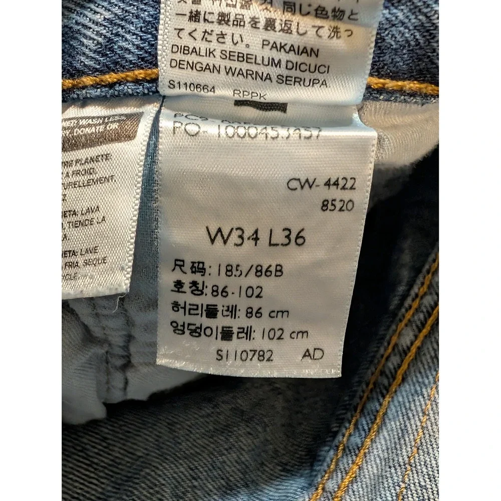 Levis 501 Original Fit Mens Jeans W34 L36 Medium Wash Blue Denim